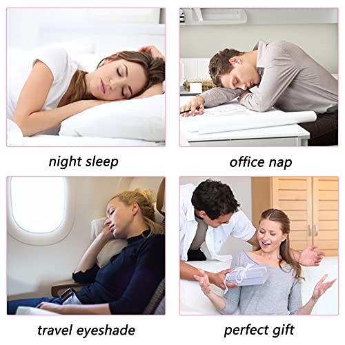 LERSVICVIL 4 Pack Eye Mask for Sleeping Silky Soft Satin Blindfold Adjustable Strap Night Eye Cover for Women Men - color: Navy Blue, Light Pink, Black and Silver
