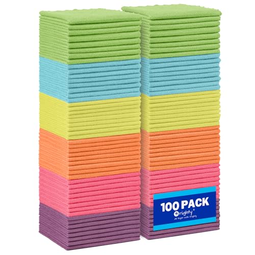 Orighty Microfiber Cleaning Cloth Bulk, 100 Pack Cleaning Rags, 12 x 11 in - color: Multicolor, size: Pack of 100