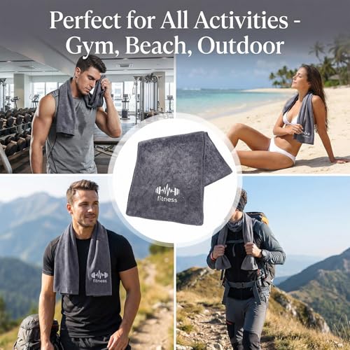 Fitness Towel, Sports Yoga Microfiber Quick-Drying Microfiber Towels for Swimming Gym and Yoga Sweat Pad, Gray - color: Gray