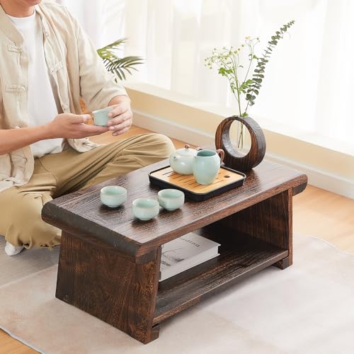 Folding Japanese Low Floor Table,Small Wood Meditation & Altar Table - size: 26.7”x13.6"x11"
