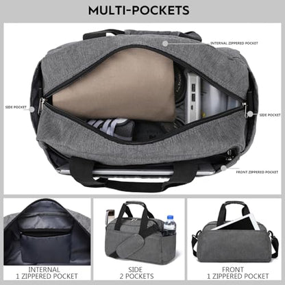14 inch Small Gym Bag for Women & Men, Mini Duffel Bag for Travel Sports Lightweight Carry On Bag, Grey - color: Grey
