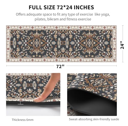 nuveti Yoga Mat Print Extra Thick TPE Non Slip Fitness Exercise Mat with Carrying Bag,72"x24" Extra Thick 6MM Exercise & Workout Mat for Yoga, Pilates Fitness and Floor Exercises - color: OSDT4