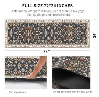 nuveti Yoga Mat Print Extra Thick TPE Non Slip Fitness Exercise Mat with Carrying Bag,72"x24" Extra Thick 6MM Exercise & Workout Mat for Yoga, Pilates Fitness and Floor Exercises - color: OSDT4