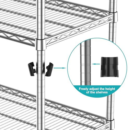 24"Depth Metal Wire Shelving Unit Metal Shelf Adjustable Storage Rack Kitchen Storage shelves 4 Tier Commercial Heavy-Duty 2200 LBS Sturdy Standing Steel for Home Garage Pantry 24"Dx 30"Wx59"H