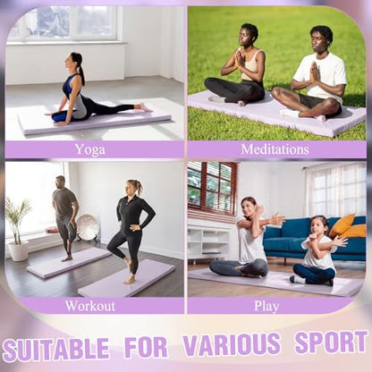 Lyrow 2 Inch Thick Yoga Mat 72x24 with Carry Strap Foam - color: Taro Purple