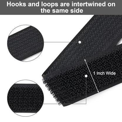 1" x16Ft Hook and Loop Straps with 25 Metal Buckles，Black - color: Black, size: 1"×16ft Metal Buckle