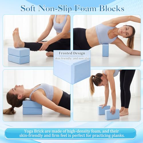 6-in-1 Yoga Balls and Yoga Block Set with Strap Foot Pump, Exercise Pregnancy Balls for Birthing, Pilates Kit Fitness Physical Therapy Home Gym Workout Equipment - color: Blue