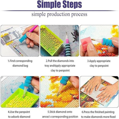OFRKE Diamond Painting Kits for Adults,3 Pack Flower Diamond Art for Beginners, Diamond Round 5D Full Drill Paint with Diamonds Pictures Gem Art Painting Kits DIY Crafts Kits 12x16inch - color: 3pcs-Flower