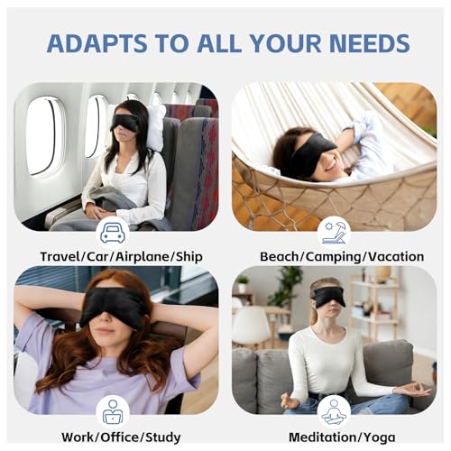 SPRING SEAON Weighted Sleep Mask,Light Blocking,Velvet Gravity,Adjustable | Sleeping Mask, Weighted Glass Beads, Blindfold, Adjustable, Breathable, Day&Night Use, For Travel and Relaxation, Black - color: Black