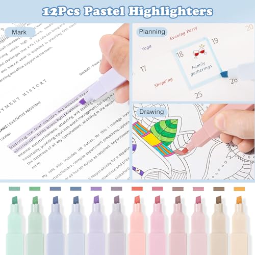 MoKo Pencil Case with Supplies, 60Pcs Aesthetic School Set, Blue | Includes highlighters, gel and ballpoint pens, mechanical pencils, refills, sticky notes, correction tapes and rulers. - color: Blue-60P