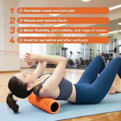 Foam Roller for Deep Tissue Massager, Patented Exercise Roller - color: Orange