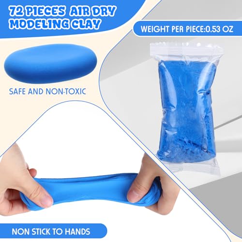 VioraWhite 72 Pcs 38oz Air Dry Clay Bulk Modeling Clay,Blue | Ultra Lightweight Foam Modeling Clay for Kids Adults, DIY Gifts Party Arts Crafts, School Project Supplies - color: Blue
