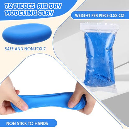 VioraWhite 72 Pcs 38oz Air Dry Clay Bulk Modeling Clay,Blue | Ultra Lightweight Foam Modeling Clay for Kids Adults, DIY Gifts Party Arts Crafts, School Project Supplies - color: Blue