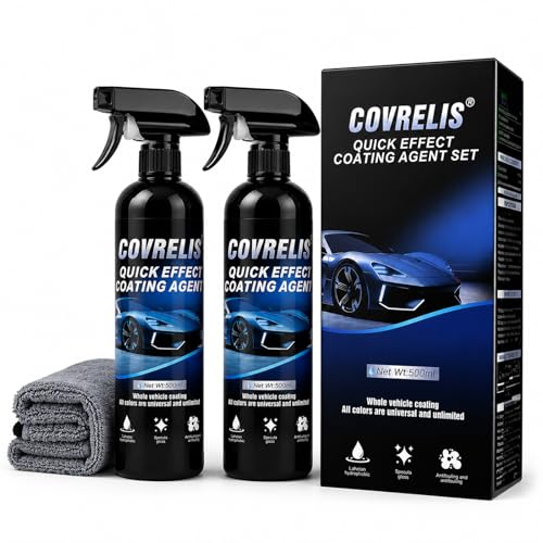 Car Coating Spray, Ceramic Spray Coating, High Shine Car Wax | Waterless Car Wash, Long-lasting Hydrophobic, UV & Stain Resistant, for Window Glass, Wheels, Trim, 17.5 oz with Towel (2pcs) - color: 2PCS