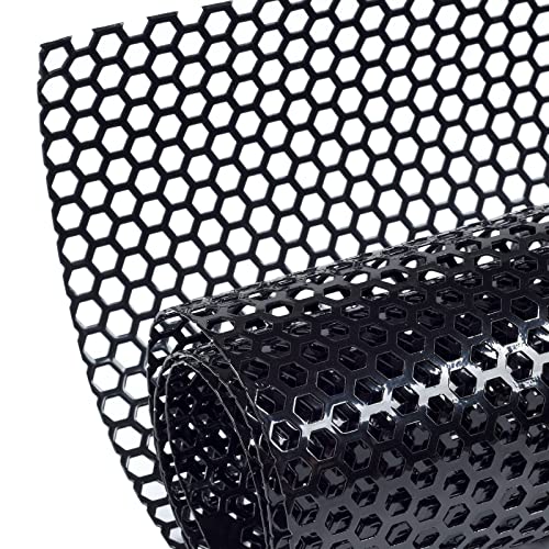 AggAuto Universal 40"x13" Car Grill Mesh Honeycomb 8mm Spacing 3mm Black | Aluminum Alloy Automotive Grille Insert Bumper, One of the Most Multifunctional Shape Grids 100x33cm - size: 8x3mm Honeycomb - Black