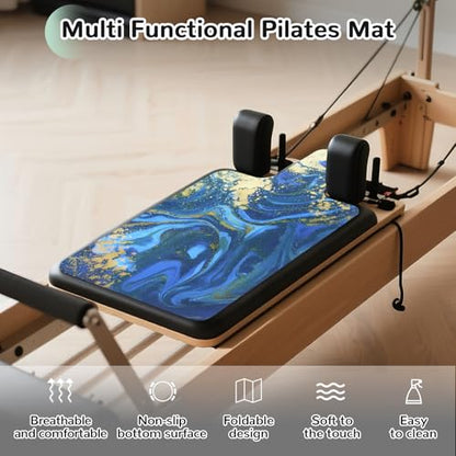 Non-Slip Pilates Reformer Mat Cover 39“ x 23”, Wicking Reformer Towel | 2mm-Thick Pilates Reformer Machine Cover Mat, Soft Fleece Surface, Lightweight and Foldable, Quick Drying, For Yoga, Fitness
