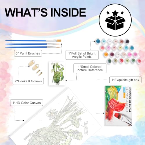 Yezavesu Framed Paint by Numbers Kit for Adults Beginner & Kids Ages 8-12, Heart Paint by Numbers with Frame, DIY Number Painting for Adults Abstract Green Plant for Home Wall Decor Gift 8X 12 inch | With Frame Canvas 8x 12 inch, DIY Acrylic Painting by N