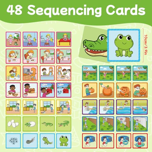 Sequencing Cards,Sequence Board Game for Kids,Story Storytelling,Speech Therapy Toys Materials for Autism,Social Skills,Sentence Building,Educational Classroom Preschool Learning Activities - style: 4 Sequencing Cards