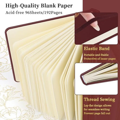 5x5 Pocket Sketch Book,80gsm Hardcover Art Sketchbook for Drawing Journal | PU Cover,Blank Paper,96Sheets/192Pages,Lay-Flat,Portable Travel Creation Paint Diary Memo Planner,Dry Media.Dark Red - color: PU Cover-5x5in-Dark Red