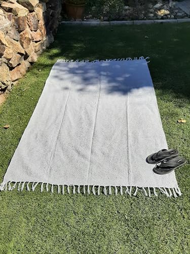 Open Road Goods Solid Color Mexican Yoga Blanket – Large Handwoven Throw for Yoga, Beach, Camping or Home – Soft and Durable Cotton Blend - color: Grey Blanket