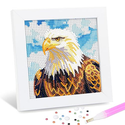 Leixonl Diamond Art Kits for Kids with Framed (7 in) Cartoon Animals DIY Gem Art Painting - Arts & Crafts Gifts for Beginners & Teens (1p-6 in-Eagle) - color: 1p-6 in-eagle