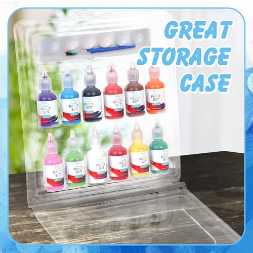 Darice Washable Tempera Paint for Kid, 12 Colors - Non-Toxic Kids Paint with Brushes & Pallete in a reusable Storage Case - Great for Art Projects, Crafts, and Classroom Paint Set, 1oz Paint Bottles