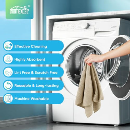 HOMEXCEL Brown Microfiber Cleaning Cloth, Microfiber Towels for Car, 12 PK | Lint Free Cleaning Rags for Household & Kitchen, Car Wash Towels for Detailing Drying, Scratch-Free, 11.5"X 11.5" - color: Brown