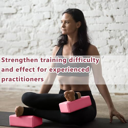 Honoson 20 Pcs Yoga Blocks Bulk 9''x6''x3'' High Density EVA Foam Blocks for Exercise Pilates Meditation, Lightweight Non-slip Surface, Improve Strength Balance Flexibility - color: Pink