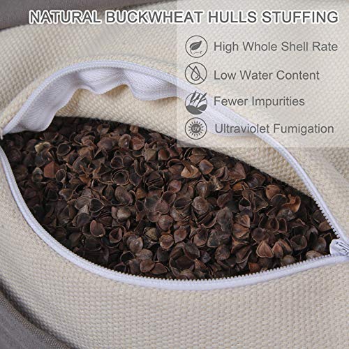 Round Zafu Meditation Cushion D=16" H=5.5" Zabuton Meditation Pillow Yoga Bolster Yoga Pillow Floor seat Zippered Organic Cotton Cover Natural Buckwheat kneeling pillow-Large - color: Red