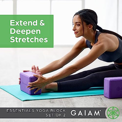 Gaiam Yoga Block - Supportive Latex-Free Eva Foam - Soft Non-Slip Surface with Beveled Edges for Yoga, Pilates, Meditation - color: Black, style: 2 Blocks