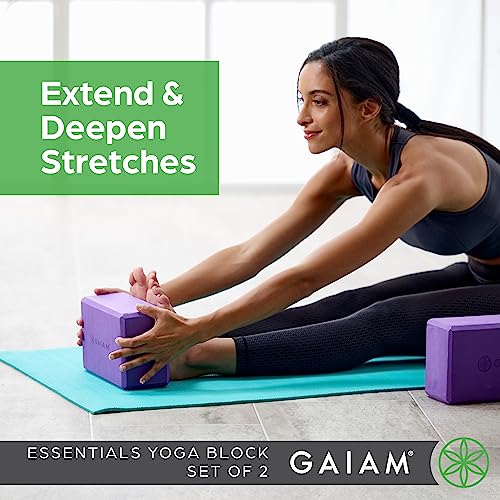 Gaiam Yoga Block - Supportive Latex-Free Eva Foam - Soft Non-Slip Surface with Beveled Edges for Yoga, Pilates, Meditation - color: Black, style: 2 Blocks
