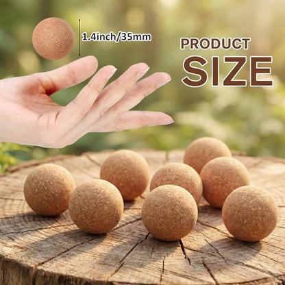 Novabright 100 Pack Cork Massage Ball 1.4 Inch Mini Myofascial Release Pressure Point Ball Lightweight Portable Deep Muscle Tissue Release Tool Acupressure Balls for Muscle Pain Relief, Yoga, Travel