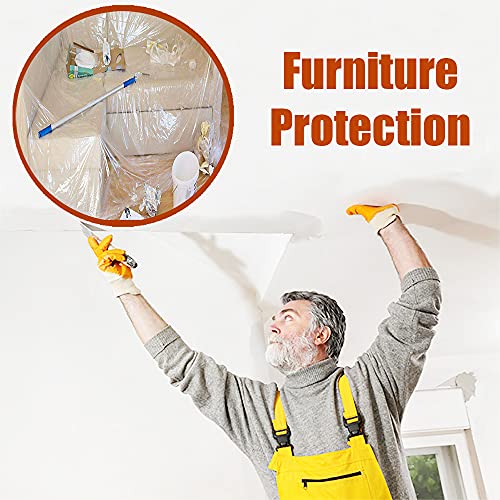 10 Pieces Plastic Drop Sheets for Painting, Waterproof and Dust-Proof Clear Cloth for Furniture Cover, 9x12 Feet Tarps - size: 10 Pieces