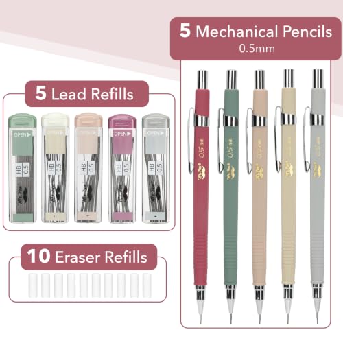 Mr. Pen- Mechanical Pencil Set with Lead and Eraser Refills, 5 Pack | 0.5mm, Sketching Pencils, Drafting Pencil, Drawing Mechanical Pencils