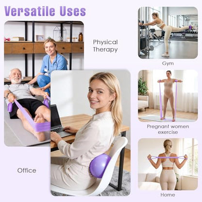 Pilates Kit, Pilates Equipment for Home Workouts, Home Pilates Essentials Kit for Women with Pilates Ring and Ball Set, Socks, Ankle Resistance Bands with Cuffs, Resistance Band and Massage Ball - color: Purple