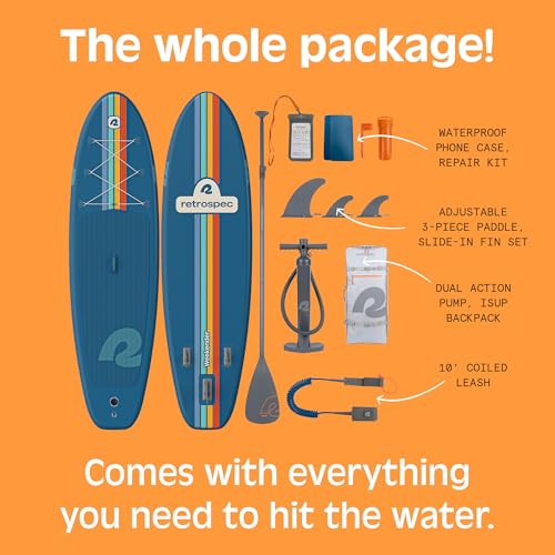 Retrospec Weekender Inflatable Stand Up Paddle Board Includes Paddle, Pump, and Accessories 10’6” Lightweight iSUP, Puncture Resistant Inflatable Paddle Board for Adults - color: Navy Zion Legacy