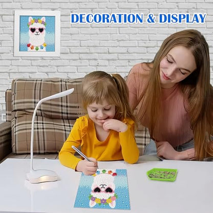 Leixonl Diamond Art Kits for Kids with Framed (7 in) Cartoon Animals DIY Gem Art Painting - Arts & Crafts Gifts for Beginners & Teens (1p-6-in-Alpaca) - color: Alpaca