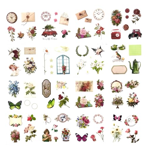 TIYPKE 508pcs DIY Aesthetic Scrapbooking Supplies Kit - Vintage Junk Journal Kit Mystical Jungle Journal Stickers for Journaling Plant Butterfly Flower Mushroom Insect Stickers Stuff for Adult