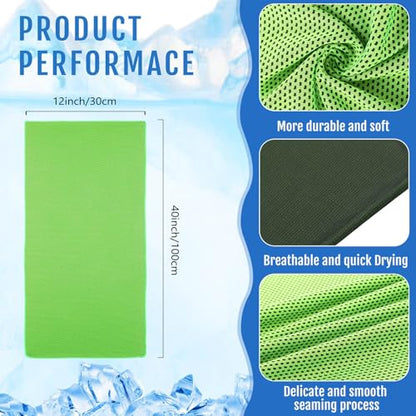 Hosuly 15 Pcs Cooling Towels 40" x 12", Bright Green - color: Bright Green