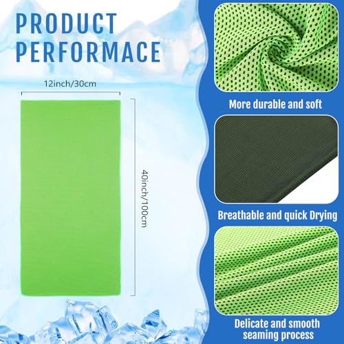 Hosuly 15 Pcs Cooling Towels 40" x 12", Bright Green - color: Bright Green