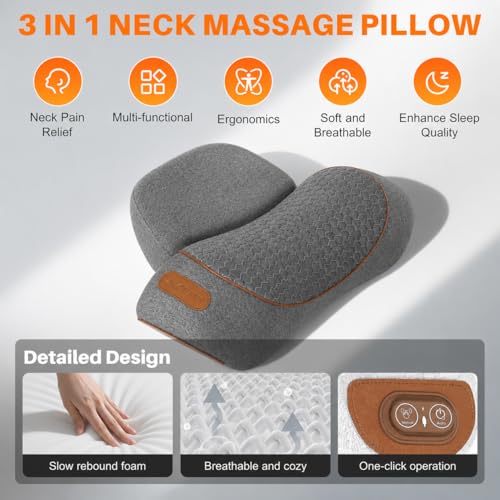 3-in-1 Neck Massage Pillow with Heat & Traction, Neck Hump Corrector