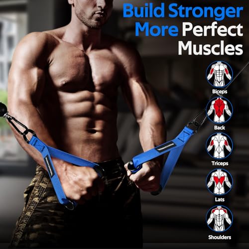 RENRANRING Gym Exercise Handles, Replacement Handle Attachments for Cable Machine Pulleys, Resistance Band and Strength Trainer, Pull Down Workout Accessories, Home Gym Add On Equipment - color: Blue