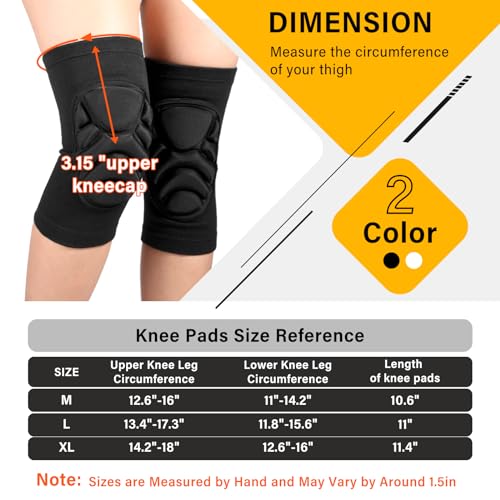 Haysandy 6 Pairs Knee Pads Bulk, Volleyball Breathable Knees Pads with Thick Sponge for Adult Youth Women Men Dancer Sport Training Workout Protector (Black,L Size) - size: Large