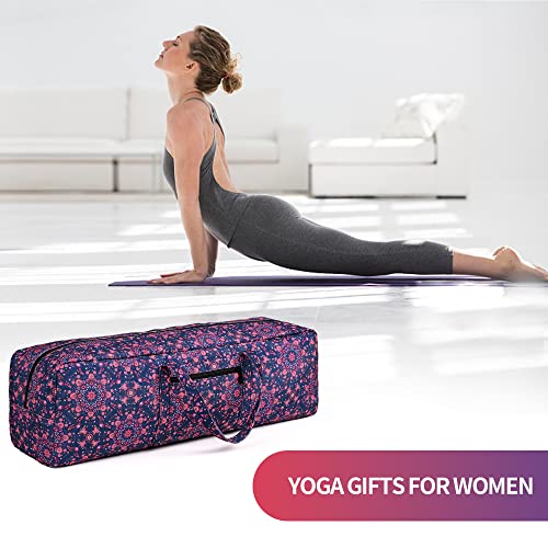 Boulder Bee | Yoga Mat Bag | Large Yoga Mat Carrier with Wet Pocket | Yoga Gifts | Gym Tote Bag for Women - color: Navy