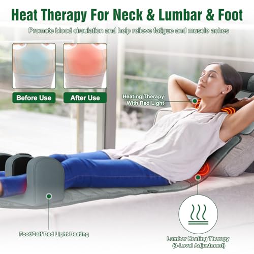 Full Body Massage Mat with Heat, Detachable Neck Massager Foot Massager - size: 76.38x20.47x5.9in