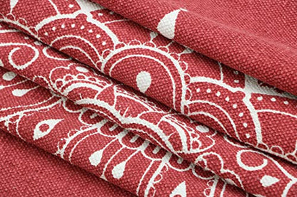 Hand Woven 100% Cotton Yoga Mat- Thick Handloom Made in India- for Gym Floor Exercise - Runner for Bedroom - color: Red