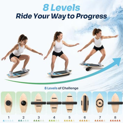 Sportneer Surf Balance Board, 8-in-1 Wooden Wobble Board - color: Sky Blue