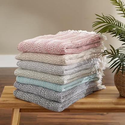 DII Herringbone Striped Collection Cotton Throw Blanket, 50x60, Aqua - color: Aqua, size: 50x60"