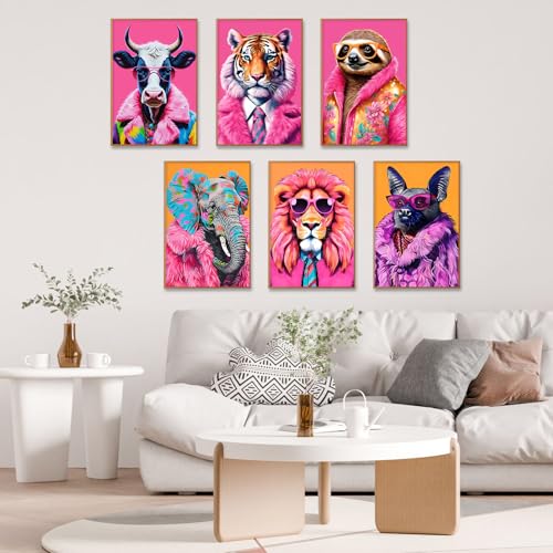 6 Pack Paint by Numbers Kit for Adults, Colorful Animal Canvas Painting Set | 8x12 Inch, DIY Acrylic Painting Craft Kit for Beginners without Frame, Relaxing Creative Hobby, Home Wall Decor, Gift - color: Animals-1
