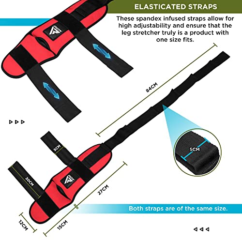 RDX Yoga Stretching Strap, Ankle Ligament Stretcher Belt with Loops Ligament Stretch Band, Fitness Leg Stretcher for Plantar Fasciitis, Foot Stretch Assist for Hamstring, Flexibility Exercise - color: Red